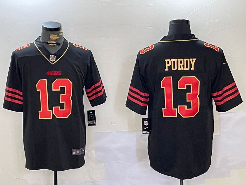 Men San Francisco 49ers #13 Purdy Black Gold 2024 Nike Vapor Limited NFL Jersey style 10273